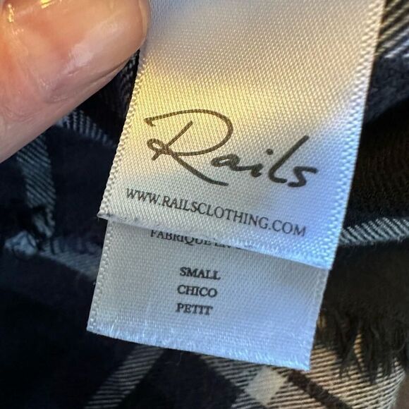 RAILS Women’s Leo Snap Front Plaid Flannel Shirt Black/White Size Small - Picture 10 of 13